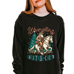 Simply Sage Market Wrangling Christmas Cheer Garment Dyed Long Sleeve - 1 of 4