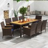 Tangkula 9 Pieces Patio PE Wicker Dining Set Outdoor Acacia Wood Table & Chairs - 2 of 4