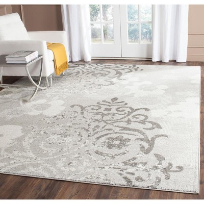 Oversized Silver and Ivory Synthetic Rectangular Area Rug