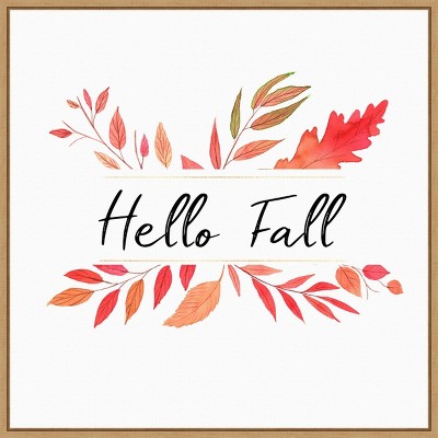 22" x 22" Hello Fall Leaves Portfolio Framed Wall Canvas - Amanti Art