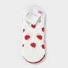 Women's Strawberry 3pk Liner Socks Ivory/Red/Heather Gray 4-10: Knit Midweight with Hidden Gel Heel Grip - 2 of 3