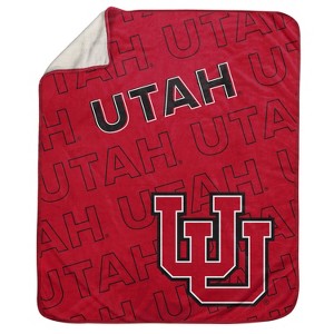 NCAA Utah Utes Wordmark 60 x 70 Faux Shearling Blanket - 1 of 3