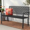 Huxxion 50" Outdoor Garden Bench, Iron Metal Frame Patio Bench with Backrest Armrests, Weatherproof Anti-Rust Outdoor Bench - 3 of 4