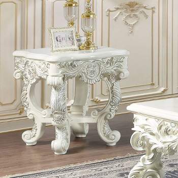 28" Adara Accent Table Antique White Finish - Acme Furniture