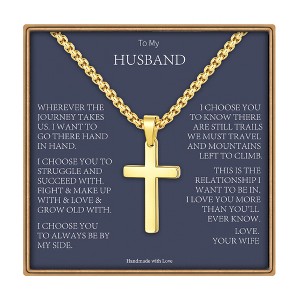 Turandoss Cross Necklace for Men Boys, Gold Silver Black Cross Pendant Necklace, Fathers Day Gifts for Men Boys Husband, Birthday Gifts for Son, 20In - 1 of 4