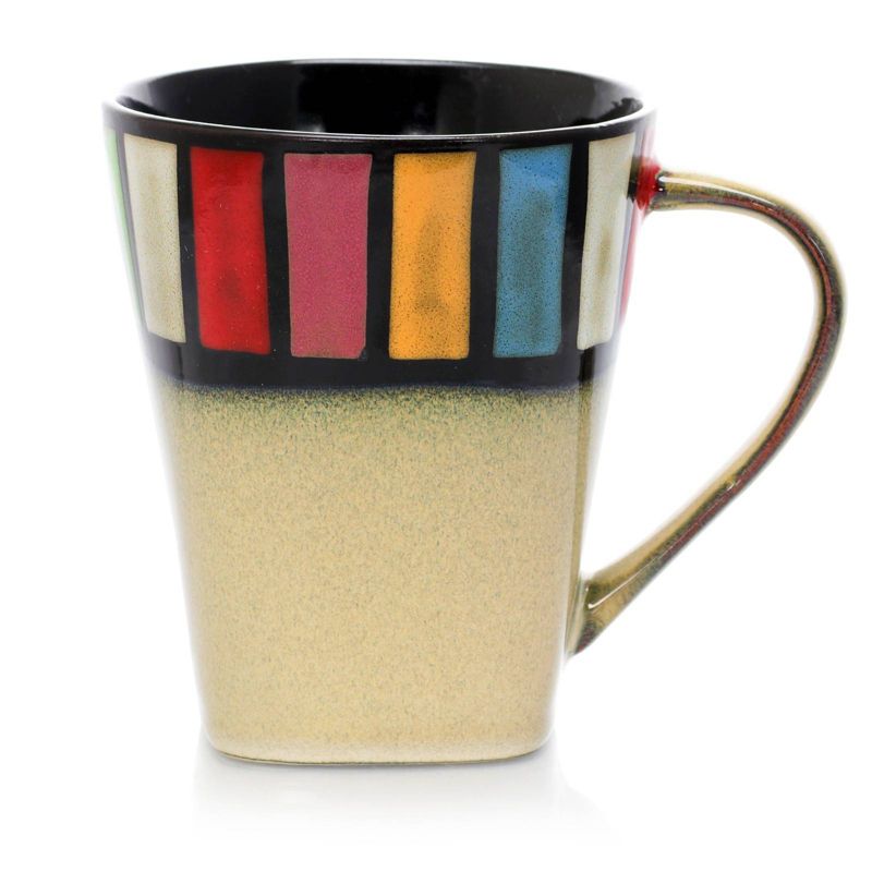 14oz 6pk Stoneware Color Tile Coffee Mugs - Elama, 4 of 6