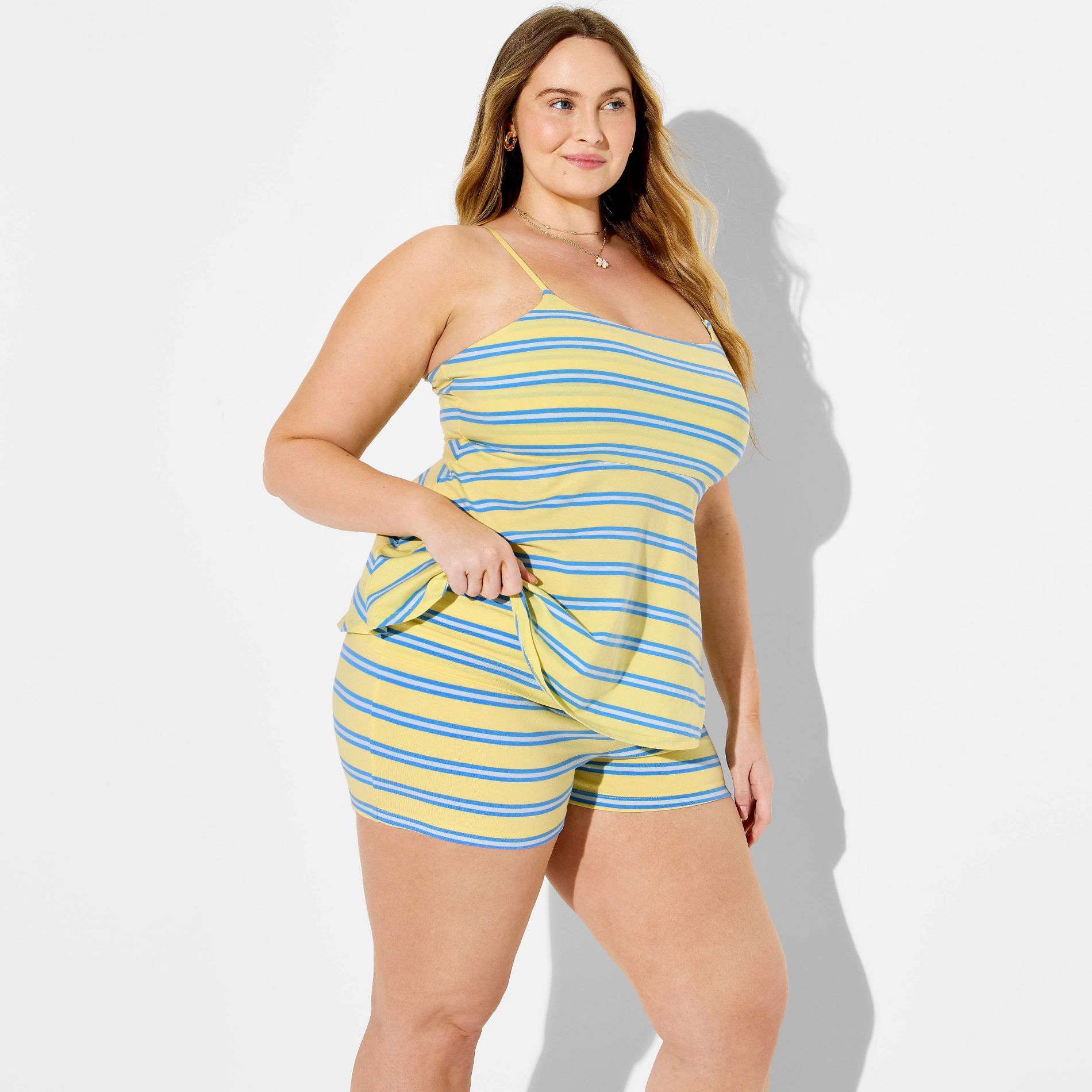 Women's Low-Rise Pull-On Shorts - Wild Fable™ Light Yellow Striped 4X