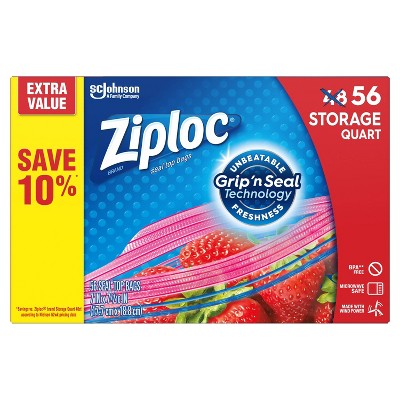 Ziploc Quart Food Storage Bags - 56ct