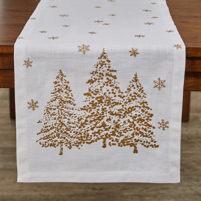 Split P Golden Christmas Table Runner - 54''L - White