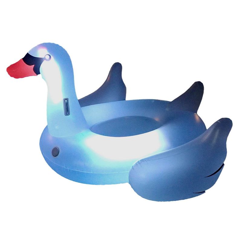 Swimline Giant Inflatable Transparent LED Light-Up Ride-On Swan Float | 90702, 1 of 7