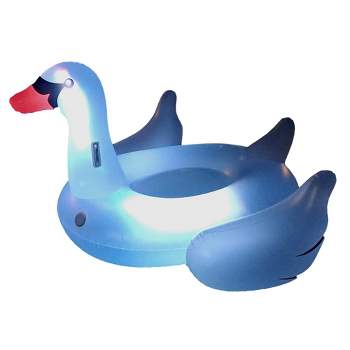 Swimline Giant Inflatable Transparent LED Light-Up Ride-On Swan Float | 90702