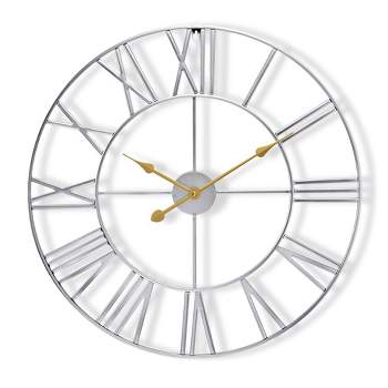 Sorbus Wall Clock for Living Room Decor - Roman Numeral Wall Clock for Kitchen - 12 inch Wall Clock Decorative (Silver)