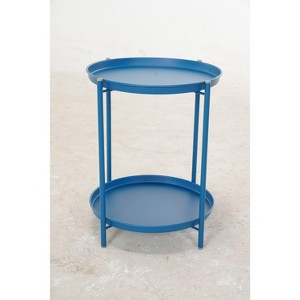 DOMETOUR Outdoor Steel Patio Side Table 2-Tier - 1 of 4