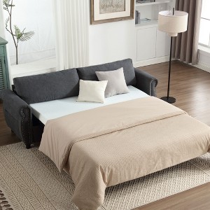 80.7'' U_Style 2-in-1 Sofa Bed Sleeper with Large Mattress and Rivet-Detail Armrests - 1 of 4