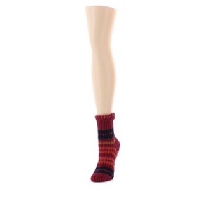 Memoi Women's Thin Stripe Chenille Non-Skid Slipper Crew Sock - 1 of 2