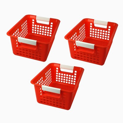 Romanoff Tattle® Book Basket, Red, Pack of 3