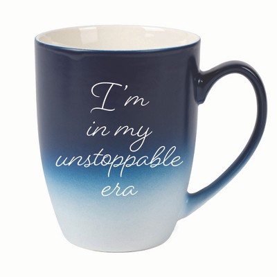 Elanze Designs In My Unstoppable Era Two Toned Ombre Matte 10 ounce New Bone China Coffee Tea Cup Mug For Your Favorite Morning Brew, Navy Blue and