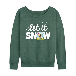 Women's - SpongeBob SquarePants - Let It Snow Lightweight French Terry Wide Neck Long Sleeve Shirt - 1 of 4