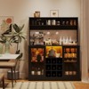 Jojoka Bar Cabinet with LED Light and Power Outlet,Liquor Cabinet with 9 Racks,6 Hooks and Adjustable Shelf for Kitchen,Black - 2 of 4
