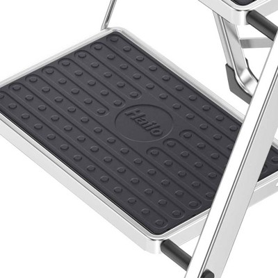 Hailo 3-Step Aluminum Folding Ladder with Non-Slip Black Steps