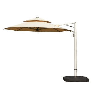 Okak 2-Tier Outdoor Umbrella with Air Vent and Center Pole, Beach Umbrella with Sturdy Metal Rids, Sun Umbrella for Garden, Backyard - 1 of 4