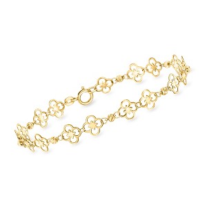 Ross-Simons Italian 10kt Yellow Gold Floral Ricami Bead Station Bracelet Size 7 - 1 of 3
