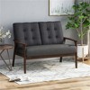 SKRAN 2 Seater Sofa for Living Room or Office - Fabric Upholstered Loveseat with Button Tufting and Waffle Stitching, Charcoal Grey - 2 of 4