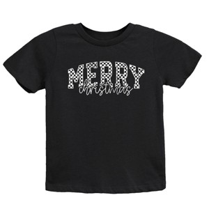 Merry Christmas Varsity Checkered - Youth Short Sleeve Graphic T-Shirt - 1 of 3