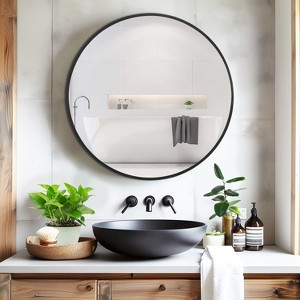 Spassway 28"H x 28"W Round Versatile Decorative Aluminum Alloy Mirror Art Designs for Living Room Bedroom Entryway Office Home Black/Gold Available - 1 of 4