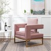 TOAOTBNBO Velvet Modern Accent Chair with Gold Metal Frame, Upholstered Armchair with Cut-out Square Armrests Soft Office Lounge Chair - 4 of 4