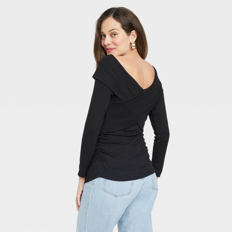 Long Sleeve Over the Shoulder Cross Front Maternity Top - Isabel Maternity by Ingrid &#38; Isabel&#8482;, 2 of 3