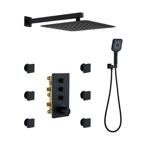 CASAINC 12 inch Ceiling Square Handheld Shower Set - 1 of 4