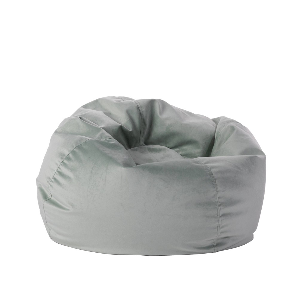 Factory Direct Partners Kids' 30 Round Velvety Bean Bag Aloe Gray