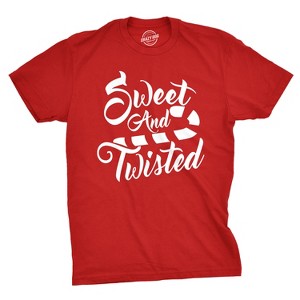 Mens Sweet And Twisted T Shirt Cute Funny Candycane Christmas Tee For Guys - Crazy Dog Men's T Shirt - 1 of 4
