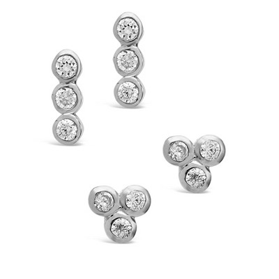 SHINE by Sterling Forever Sterling Silver 2pc Bezel Stud Set