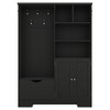Dexmalle Elegant Hall Tree with Storage Shelves,Drawers and Bench,Black - 2 of 4