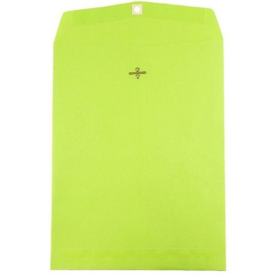 JAM Paper 10x13 Open End Catalog Colored Envelopes w/Clasp Closure Lime Green V0128186