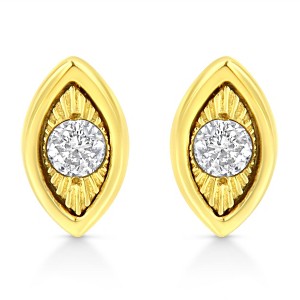 10K Yellow Gold Plated Silver 1/10 Cttw Diamond Stud Earrings - 1 of 4