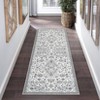Washable Vintage Floral Rug Non Slip Low Pile Rug Soft Throw Floor Cover Foldable Indoor Carpet for Living Room Bedroom - 3 of 4
