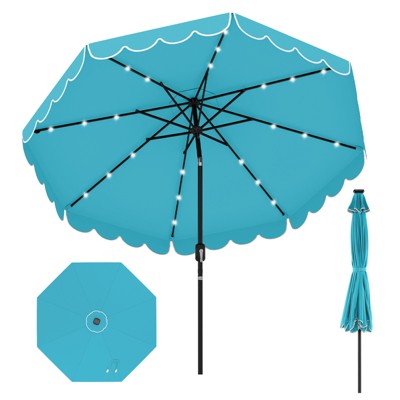 Tangkula 10 FT Solar Patio Umbrella Outdoor Market Sunshade w/ 24 LED Lights