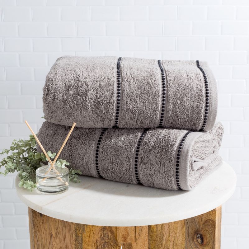 Hastings Home 2-pc Cotton Bath Towel Set - Silver and Black, 1 of 6