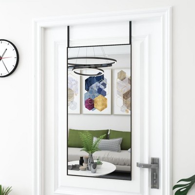 vidaXL Door Mirror Black 19.7 in.x39.4 in. Glass and Aluminum