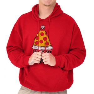 Funny Christmas Happy Pizzamas Pizza Hoodie Sweatshirt Women Men Brisco Brands - 1 of 4