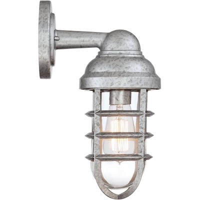 Marlowe Galvanized Steel Cage Frame Outdoor Wall Lights Set of 2