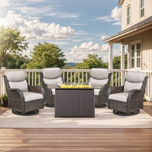 Gymojoy  Outdoor 5 Inch Swivel Chairs Glider Chairs with Fire Pit Table - 1 of 4
