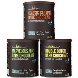 Castle Kitchen Natural Hot Chocolate Mix (42 Oz) - Pack of 3 (Classic Caramel, Double Dutch, Marvelous Mint Dark Chocolate) 14oz Each,Dairy-Free,Vegan - 1 of 4