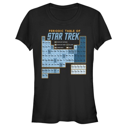 Junior's Star Trek Periodic Table Of Starfleet T-shirt - Black - X