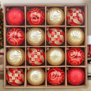 16pc Glittery Red and Gold Christmas Ornament Bauble Set, Elegant and Sophisticated Holiday Bundle| OrnamentallyYou - 1 of 4