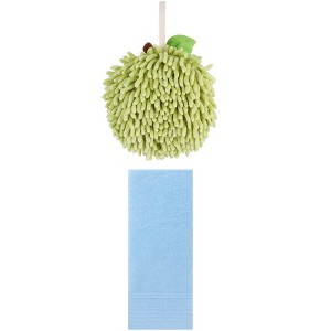 REGALWOVEN Solid Soft Absorbent Hand Towels for Bathroom Kitchen 14" x 30"/6" x 6" 2 Pcs - 1 of 4
