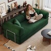 78.8" Brown Modern Convertible Floor Sofa Bed with Backrest Support and 2 Pillows, Upholstered Sleeper Loveseat for Living Room-3irtyhousy - 2 of 4